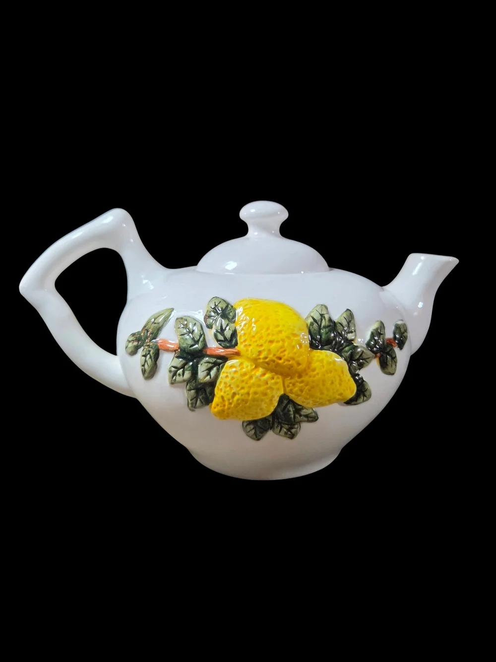 ​Vintage 1997 Young's Lemon Relief Teapot White Glossy Finish